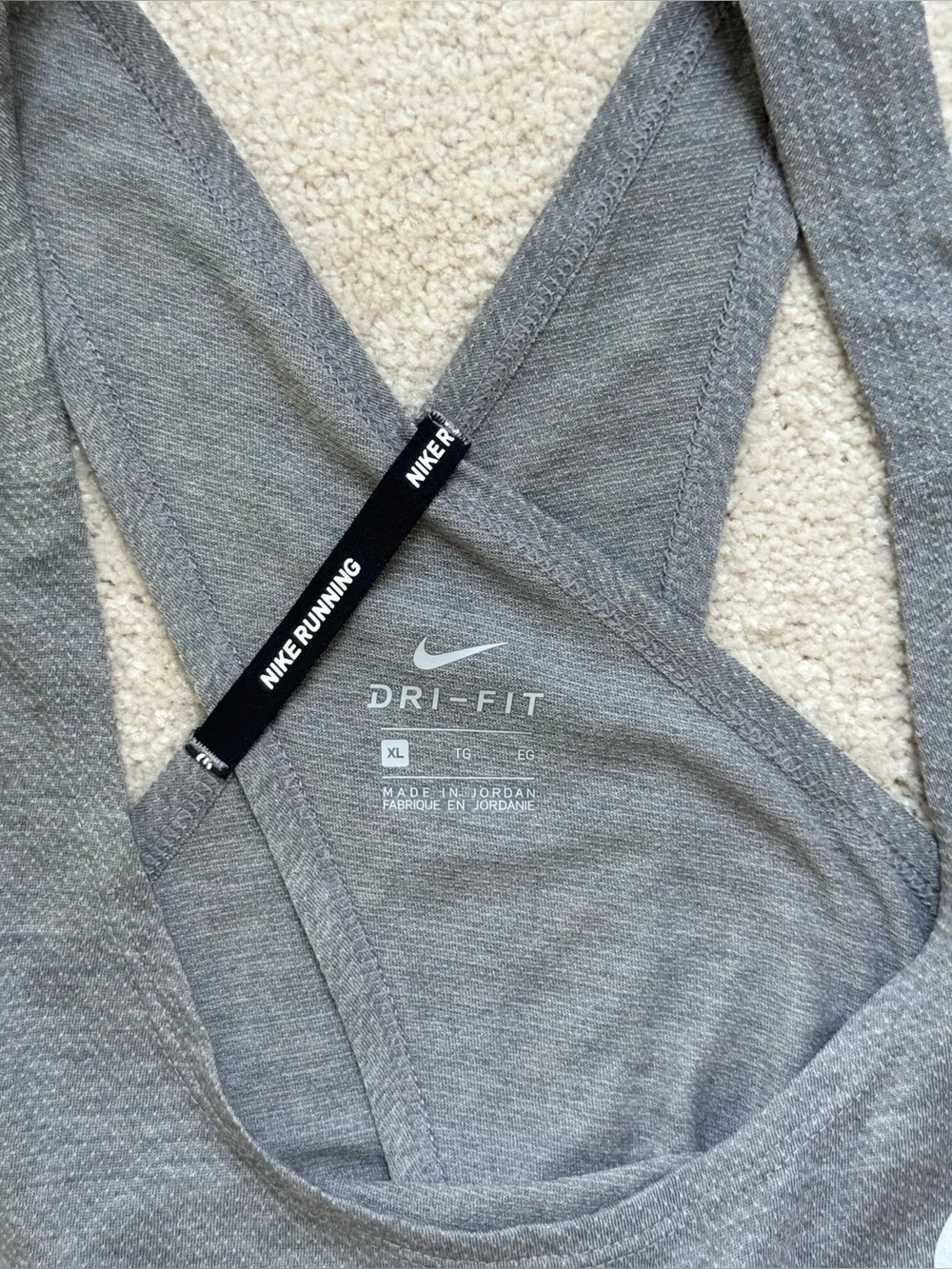 Nike Dri-FIT Open Back Running Tank Top Gray Breathable Racerback Women's XL NWT
